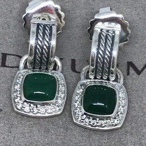 David Yurman Cabochon Green Onyx Earrings